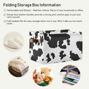 Qilmy Animal Cow Print Storage Basket, Durable Canvas Organizer With Handles Large Collapsible Storage Bins Boxes for Home Office Closet - 1pack