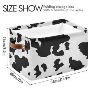 Qilmy Animal Cow Print Storage Basket, Durable Canvas Organizer With Handles Large Collapsible Storage Bins Boxes for Home Office Closet - 1pack