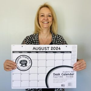 2024-2025 Academic Year Desk Calendar Black/White with Previews, 12 months from August 2024-July 2025 with notes space and holidays, 13” x 19” Wall/Desk Calendar for Teacher Planner, Daily Planning, Lesson Plans, Classroom Office Home, Organization