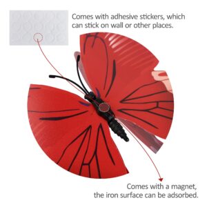 24PCS Butterfly Wall Decals Removable 3D Butterflies Decor for Wall Sticker Mural Stickers Home Decoration Kids Room Bedroom Decor (Double Layer-Red/24PCS)