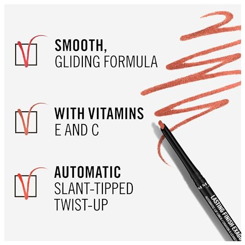 Rimmel Lasting Finish Exaggerate Automatic Lip Liner - Rich, Smooth Formula for Long Lasting Lip Looks - 018 Rose Addiction, .01oz