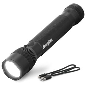 energizer tacr-1000 led tactical flashlight, bright rechargeable flashlight for emergencies and camping gear, water resistant flashlight, usb included, pack of 1, black