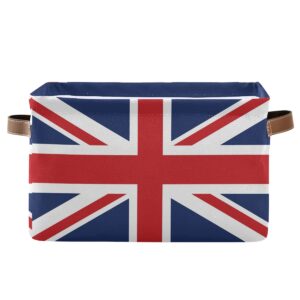 tropicallife the union jack uk flag storage bin with handle foldable canvas storage basket box cube organizer for bedroom home office closet shelve clothes toy,1pc