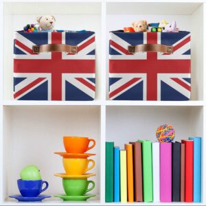 TropicalLife The Union Jack UK Flag Storage Bin with Handle Foldable Canvas Storage Basket Box Cube Organizer for Bedroom Home Office Closet Shelve Clothes Toy,1PC