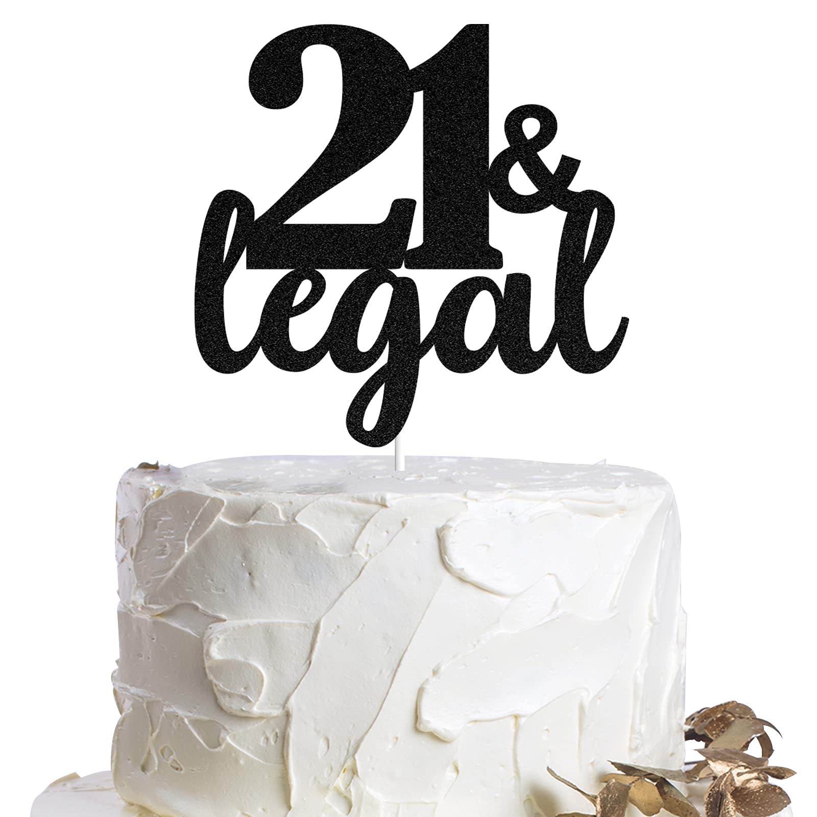 21 & Legal Black Glitter Birthday Cake Topper Finally Legal Cake Decorations 21 Years Old Party Supplies