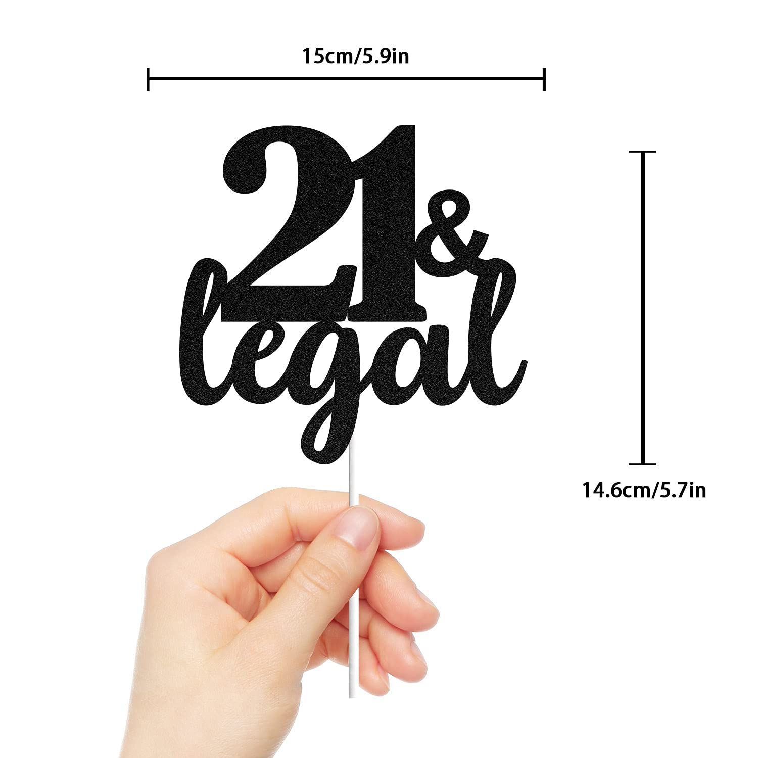 21 & Legal Black Glitter Birthday Cake Topper Finally Legal Cake Decorations 21 Years Old Party Supplies