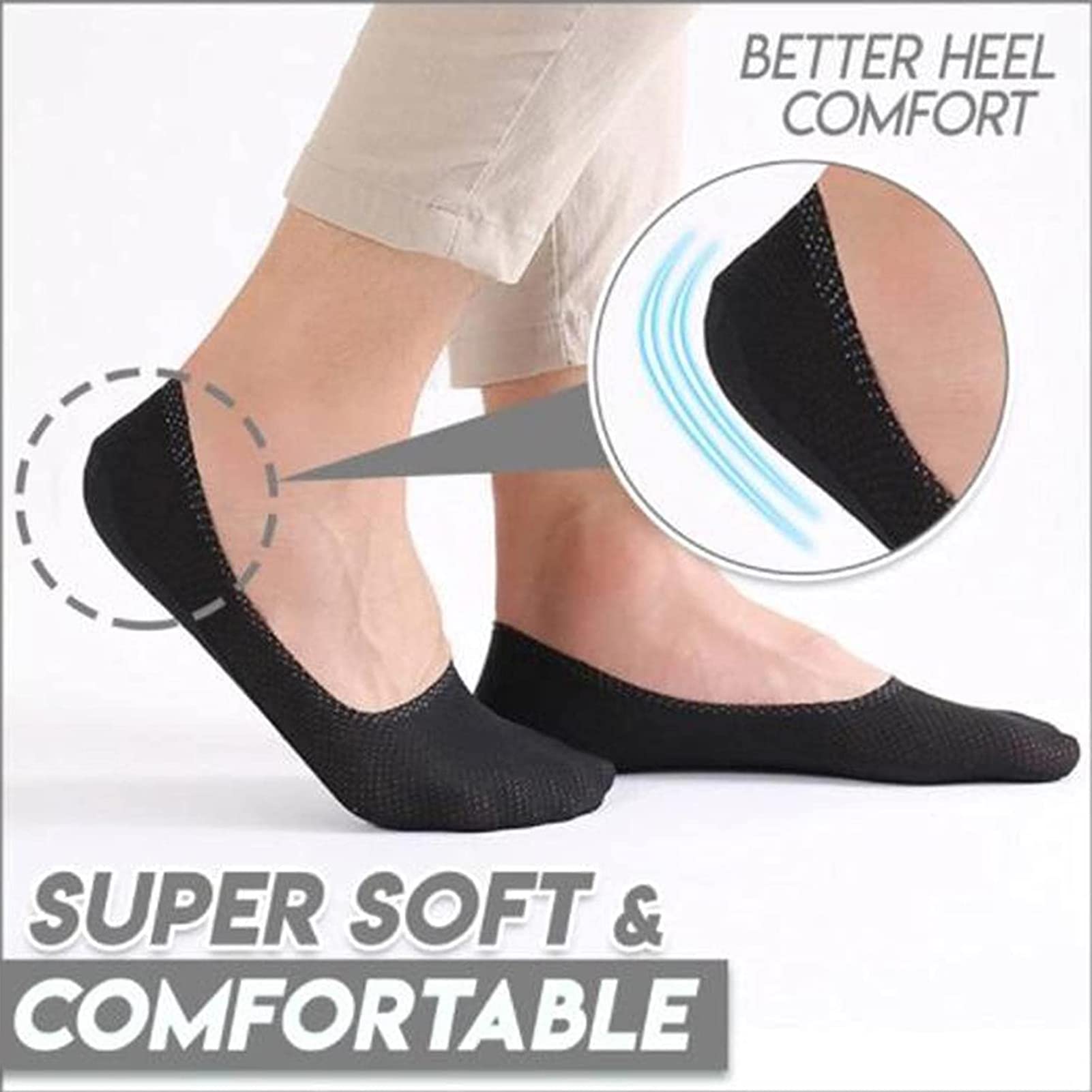 Meeyeet 6 pairs Breathable Ice Silk Socks, Flat Invisible 360 ​​° Non-slip Summer Socks with Prevents Odor Cooling Effect (6PCS)