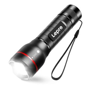 lepro led flashlights le2000 high lumens, 5 lighting modes, zoomable, waterproof, pocket size flashlight for outdoor, emergency, camping gear, powered by aaa battery