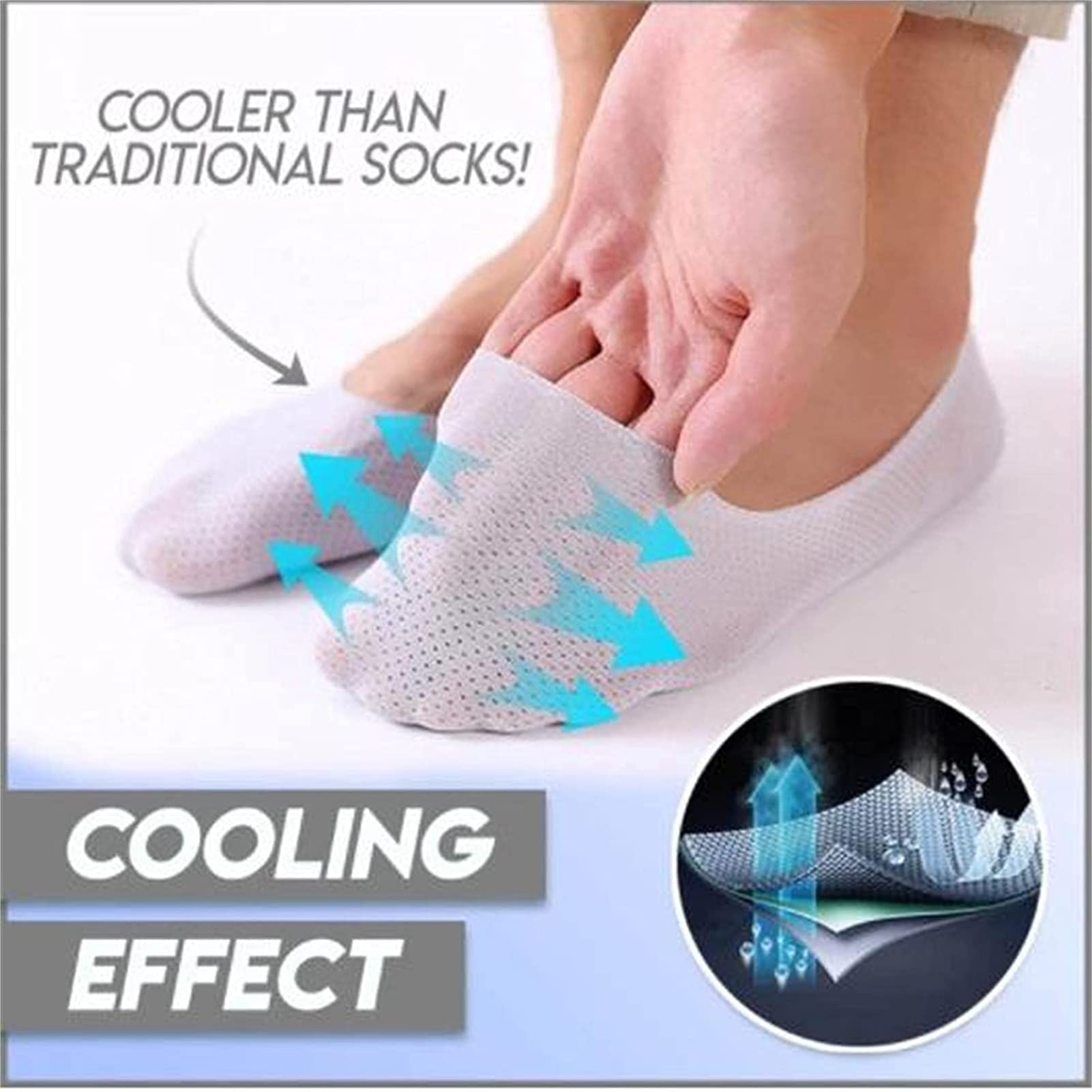 Meeyeet 6 pairs Breathable Ice Silk Socks, Flat Invisible 360 ​​° Non-slip Summer Socks with Prevents Odor Cooling Effect (6PCS)