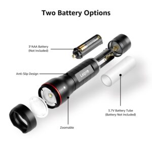 Lepro LED Flashlights LE2000 High Lumens, 5 Lighting Modes, Zoomable, Waterproof, Pocket Size Flashlight for Outdoor, Emergency, Camping Gear, Powered by AAA Battery