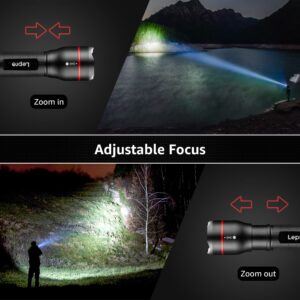 Lepro LED Flashlights LE2000 High Lumens, 5 Lighting Modes, Zoomable, Waterproof, Pocket Size Flashlight for Outdoor, Emergency, Camping Gear, Powered by AAA Battery