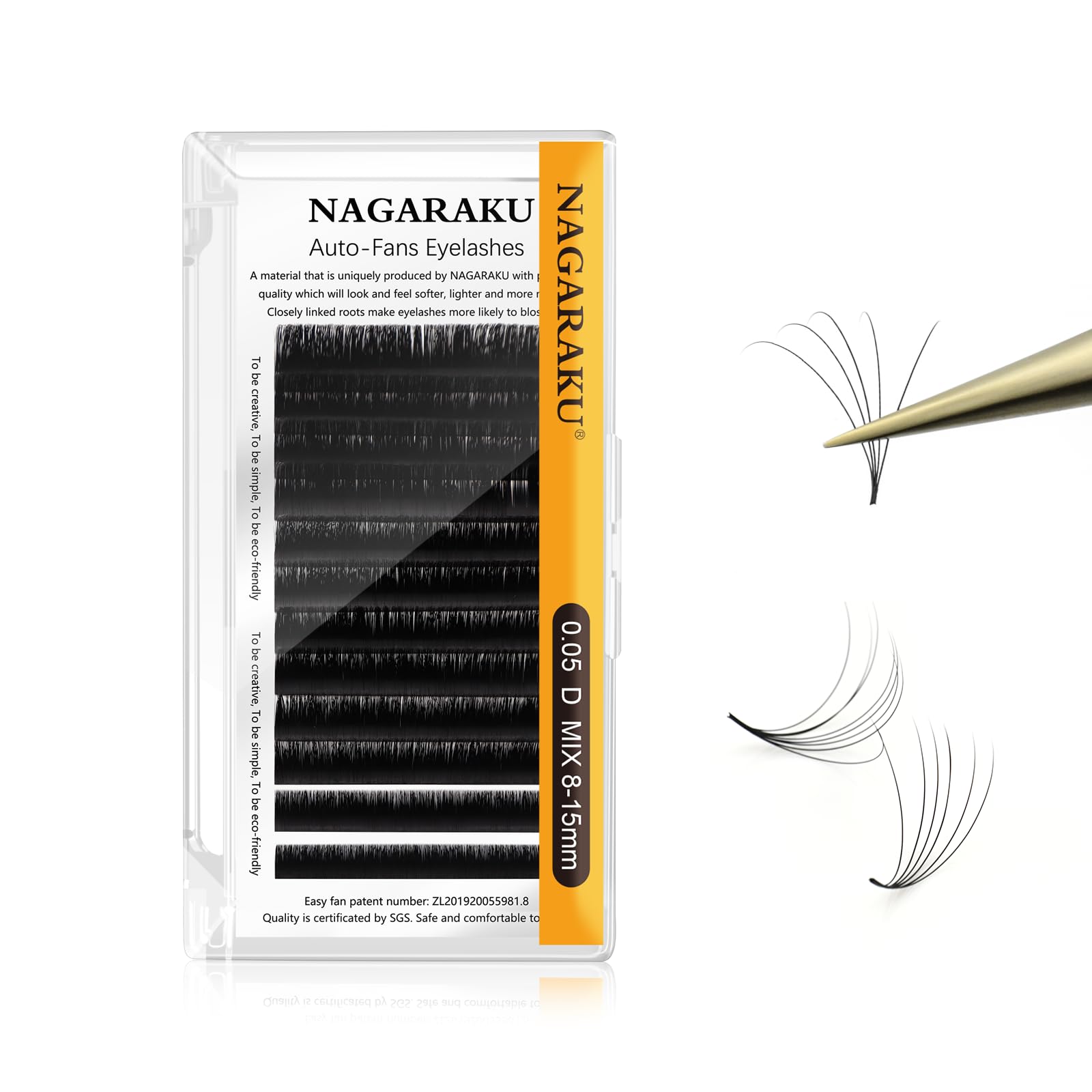 NAGARAKU Easy Fan Eyelash Extensions Volume Lash 0.05 D curl 8-15mm Mix Tray Rapid Blooming Faux Mink Cluster For Beginners Soft Professional Lash Supplies