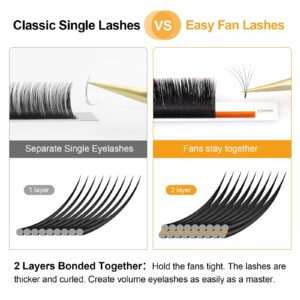 NAGARAKU Easy Fan Eyelash Extensions Volume Lash 0.05 D curl 8-15mm Mix Tray Rapid Blooming Faux Mink Cluster For Beginners Soft Professional Lash Supplies