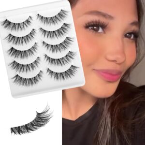 Eyelashes Lashes False Eyelashes Natural Eyelashes Wispy Lashes Mink Lashes False Eyelashes Natural 6 Pairs Frihappy DW6-Sexy