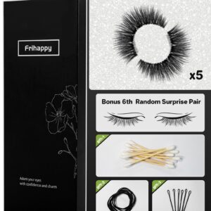 Eyelashes Lashes False Eyelashes Natural Eyelashes Wispy Lashes Mink Lashes False Eyelashes Natural 6 Pairs Frihappy DW6-Sexy