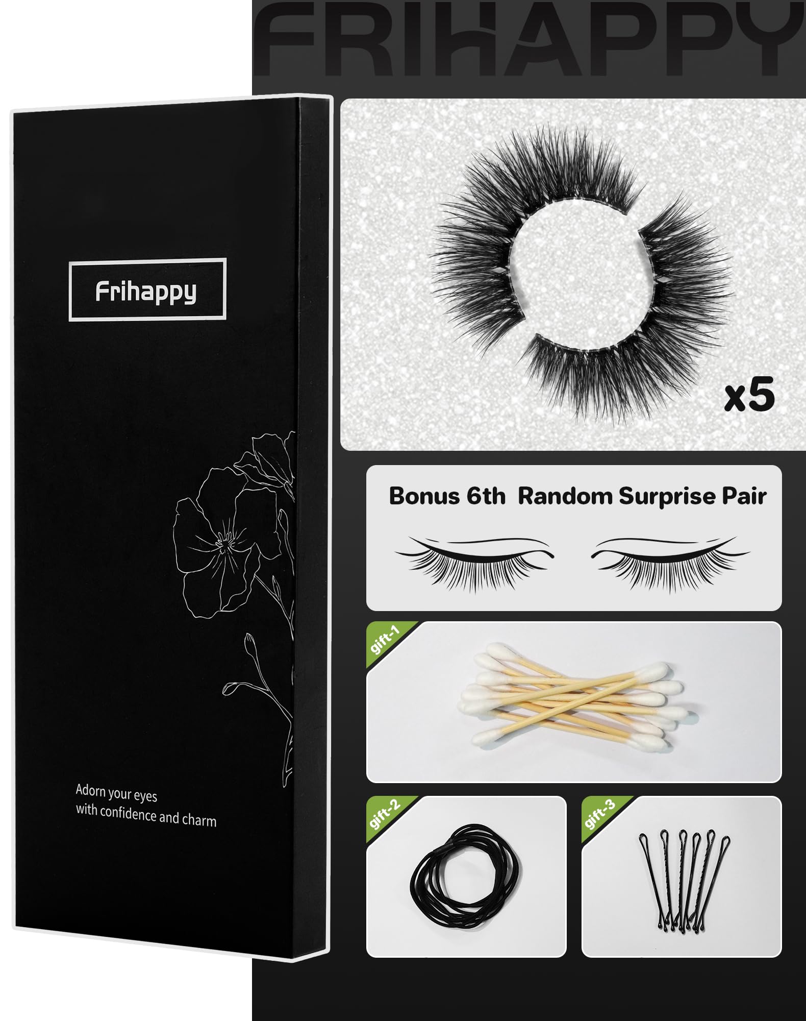 Eyelashes Lashes False Eyelashes Natural Eyelashes Wispy Lashes Mink Lashes False Eyelashes Natural 6 Pairs Frihappy DW6-Sexy