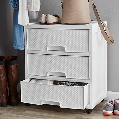 Starplast Rolling 3 Drawer Diamond Storage Cart,, Arctic White