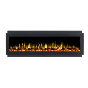 intu 60 inch black recessed electric fireplace with logs