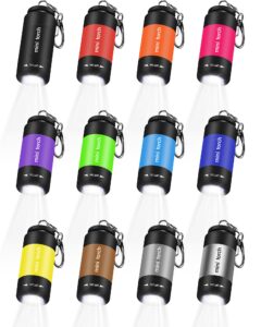 12 pieces mini keychain flashlight, usb torch rechargeable colorful led flashlight high-powered keychain lamp, multicolor (white light)