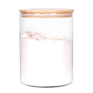 czfwin glass flour container with airtight bamboo lid, large glass food jar with wooden lid for storage flour, sugar, cookies, rice, coffee beans and etc (3l)