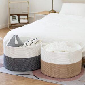 goodpick xxxlarge cotton rope basket comforter cushions thread laundry hamper (set of 2)