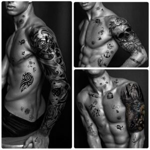 Extra Large Full Arm Waterproof Temporary Tattoos 8 Sheets and Half Arm Shoulder Tattoo 8 Sheets, Tiny 30sheets Lasting Tattoo Stickers for Girls Adult Women or Men (Total 46 sheets)