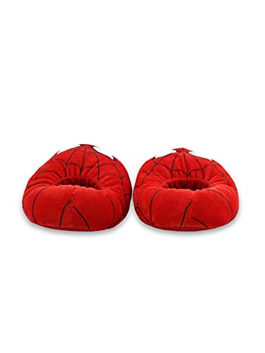 Marvel Spider-Man Mooshy Plush Adult Mens Slippers (Medium, Red)