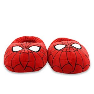 Marvel Spider-Man Mooshy Plush Adult Mens Slippers (Medium, Red)