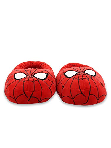 Marvel Spider-Man Mooshy Plush Adult Mens Slippers (Medium, Red)