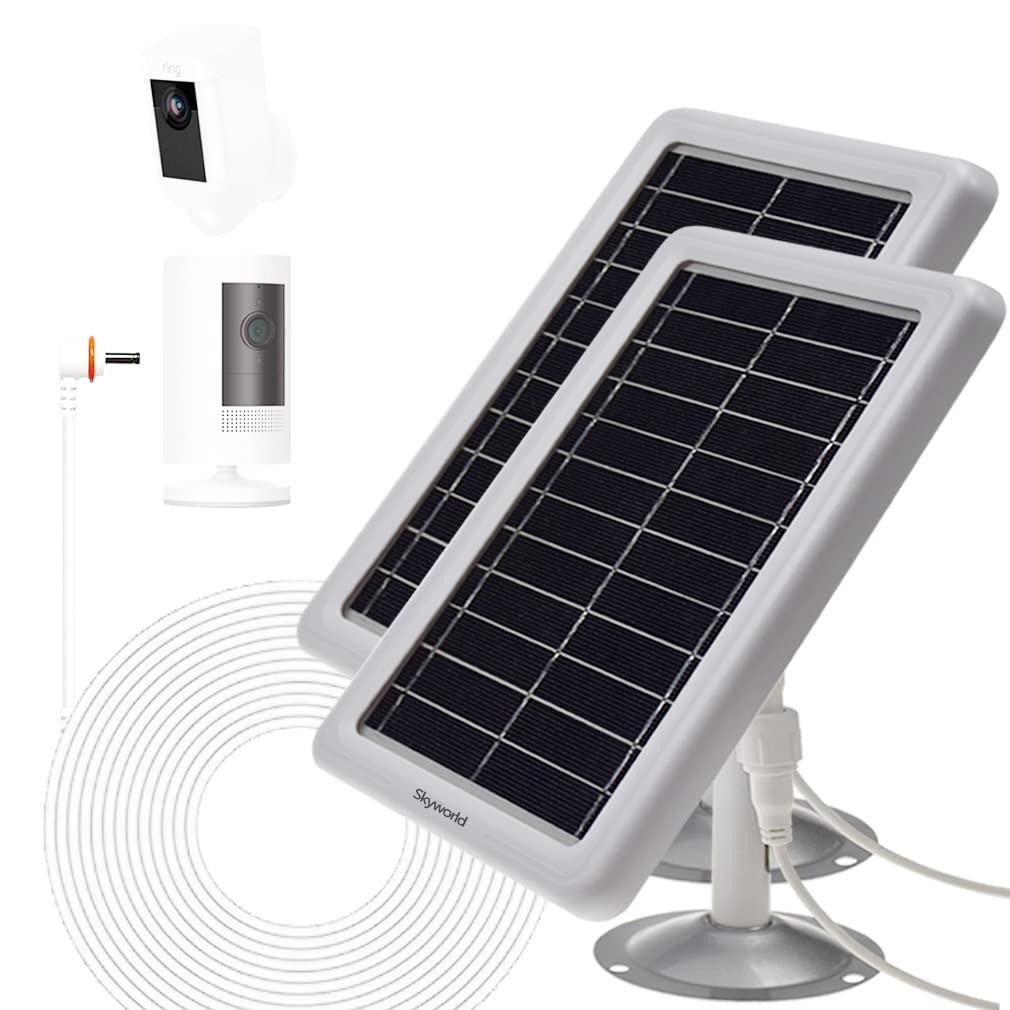 Solar Panel Charger for Ring Camera Compatible with Spotlight Cam,Ring Stick Up Cam (2 Pack White)