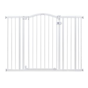 summer infant extra tall & wide safety pet and baby gate, 29.5"-53" wide, 38" tall, pressure or hardware mounted, install on wall or banister in doorway or stairway, auto close walk-thru door - white