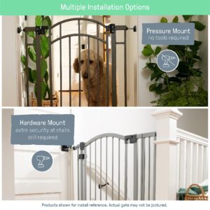 Summer Infant Extra Tall & Wide Safety Pet and Baby Gate, 29.5"-53" Wide, 38" Tall, Pressure or Hardware Mounted, Install on Wall or Banister in Doorway or Stairway, Auto Close Walk-Thru Door - White