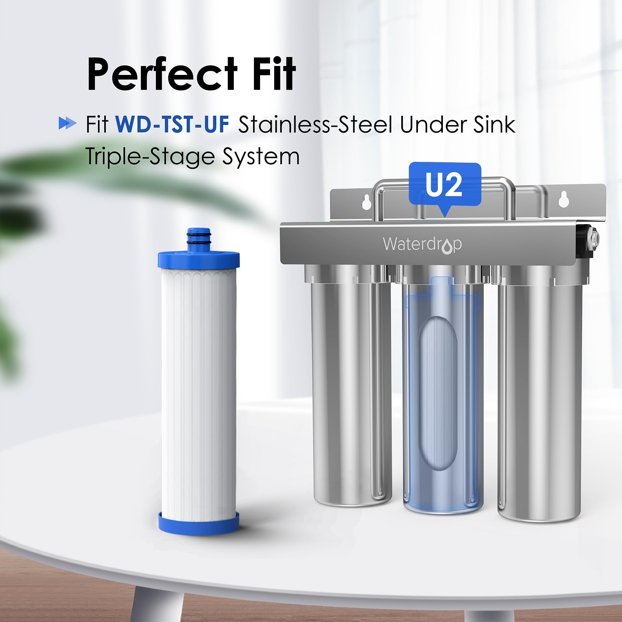 Waterdrop U2 Under Sink Ultra Filtration Water Filter, Replacement for TST-UF Ultra-Filtration Under Sink Water Filter System, 1 Pack