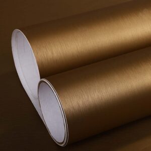 Stainless Steel Contact Paper Titanium Gold Look Self Adhesive Shelf Liner Peel and Stick Waterproof Wallpaper for Kitchen Appliance Refrigerator Washing Machine 15.8 x 117 Inches