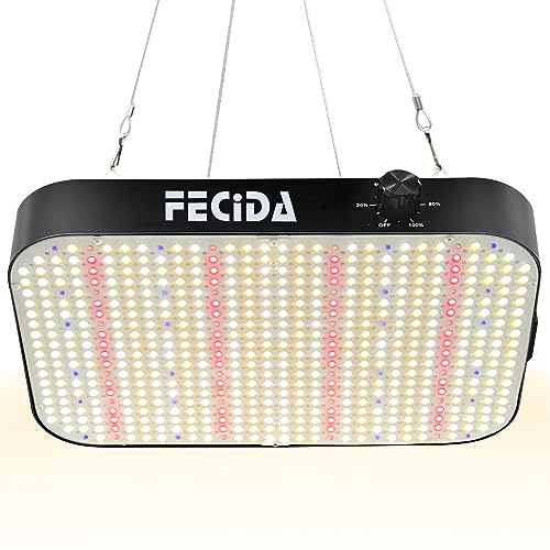 FECiDA 6000 Lumen LED Grow Light Dimmable, 2024 Best LED Grow Lights for Indoor Plants Full Spectrum, Hanging Seed Starting Seedlings Vegetable Growing Lamps, Daisy Chain Function, Quiet Built-in Fan