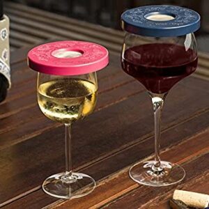 Wine Tapa Drinking Glass Covers-Keep Bugs Away from Wine Glasses Outdoors - Use as Cover for Coffee Mugs, Soda Cans, and Drinking Glasses, Set of 6 No Spill Covers (Verona)