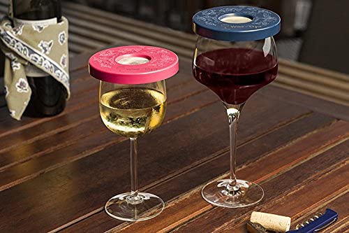 Wine Tapa Drinking Glass Covers-Keep Bugs Away from Wine Glasses Outdoors - Use as Cover for Coffee Mugs, Soda Cans, and Drinking Glasses, Set of 6 No Spill Covers (Verona)