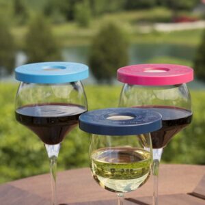 Wine Tapa Drinking Glass Covers-Keep Bugs Away from Wine Glasses Outdoors - Use as Cover for Coffee Mugs, Soda Cans, and Drinking Glasses, Set of 6 No Spill Covers (Verona)