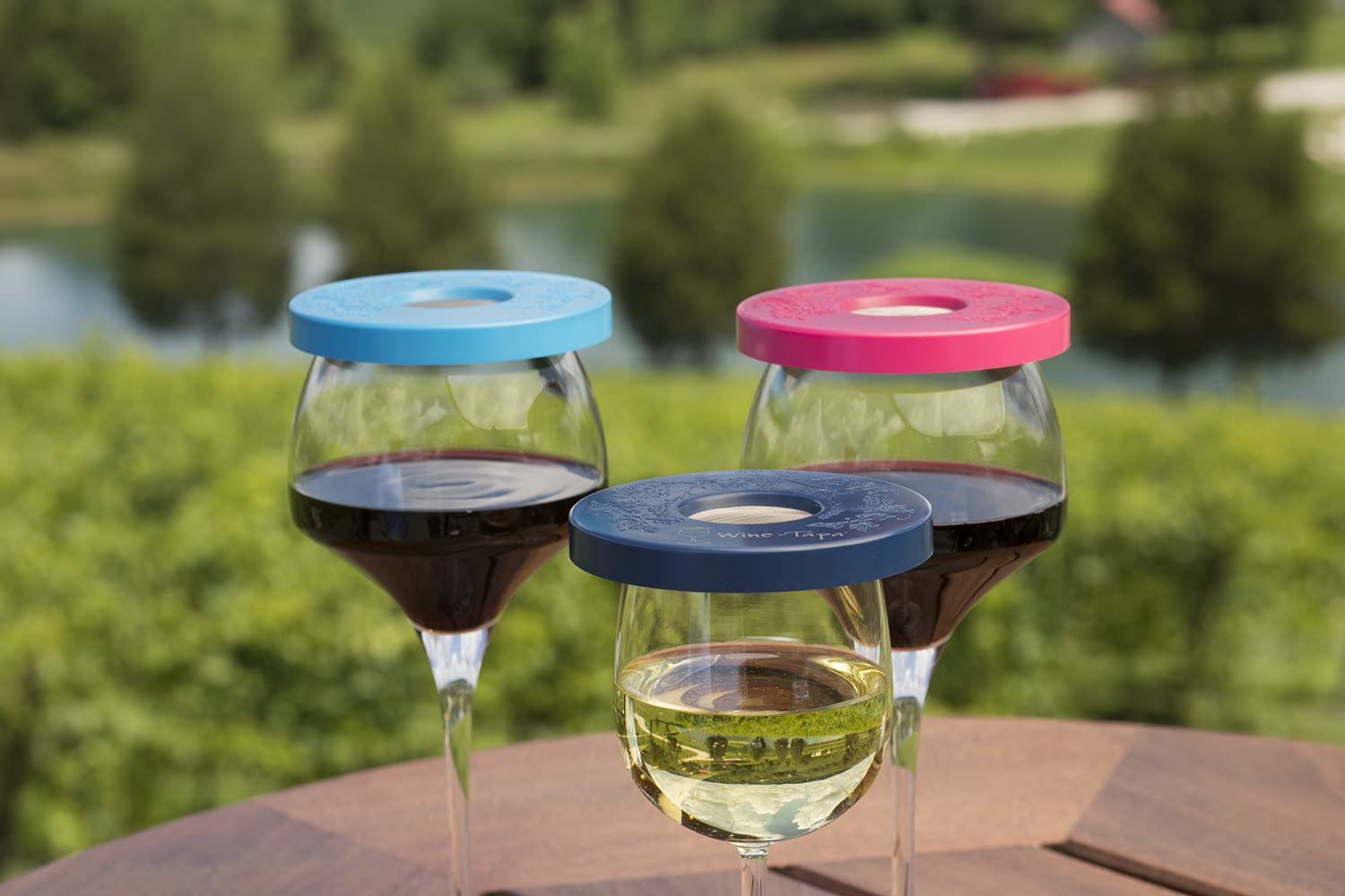 Wine Tapa Drinking Glass Covers-Keep Bugs Away from Wine Glasses Outdoors - Use as Cover for Coffee Mugs, Soda Cans, and Drinking Glasses, Set of 6 No Spill Covers (Verona)