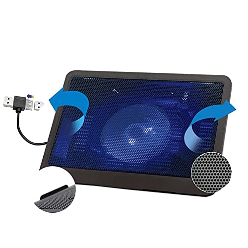 COOSKIN Laptop Cooling Pad, Laptop Cooler Portable 2 USB Ports,Notebook Cooler Cooling Pad Stand Chill Mat with Blue LED Fans,Fits 13-15 inches