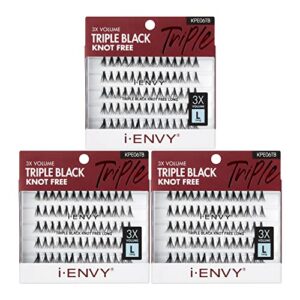 ienvy by kiss triple black knot free individual lash (long) 3 pack, 3 times more volume