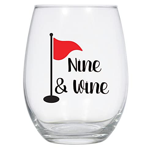 Laguna Design Co. Nine and Wine Golf Wine Glass, 21 Oz, Golf Wine Glass, Golf Gift