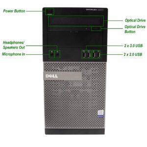 Dell OptiPlex 9020 Tower Computer Desktop PC, Intel Core i5 Processor, 8GB Ram, 120GB M.2 SSD + 2TB Hard Drive, WiFi & Bluetooth, HDMI, NVIDIA GeForce GT 1030 2GB DDR5, Windows 10 (Renewed)