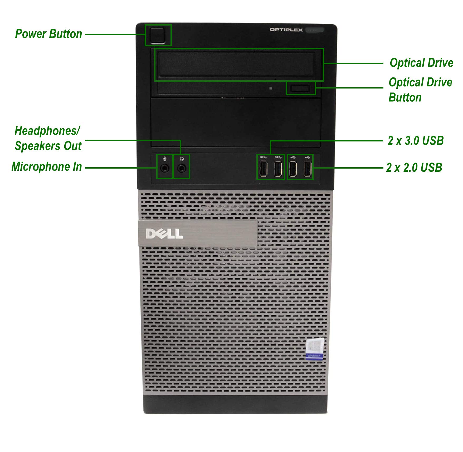 Dell OptiPlex 9020 Tower Computer Desktop PC, Intel Core i5 Processor, 8GB Ram, 120GB M.2 SSD + 2TB Hard Drive, WiFi & Bluetooth, HDMI, NVIDIA GeForce GT 1030 2GB DDR5, Windows 10 (Renewed)