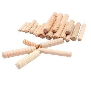 gshllo 60 pcs assorted size wooden dowels pins wood grooved plugs for furniture woodwork