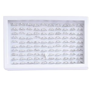 zly jewelry rings display tray velvet 100 slot case box jewelry storage box (white)
