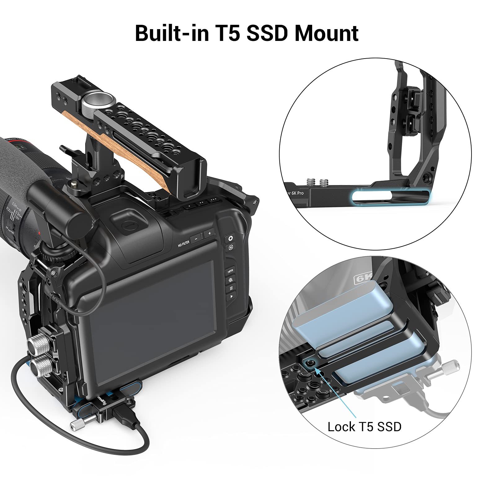 SmallRig Full Cage Compatible with BMPCC 6K Pro Only for Blackmagic Pocket Cinema Camera 6K Pro, Built-in NATO Rail & Cold Shoe Mount - 3270