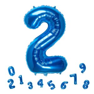 32 inch blue number 2 balloons foil ballon digital birthday party decoration supplies (blue number 2 balloon)