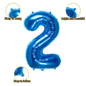 32 Inch Blue Number 2 Balloons Foil Ballon Digital Birthday Party Decoration Supplies (Blue Number 2 Balloon)