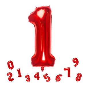 32 inch red number 1 balloons foil ballon digital birthday party decoration supplies (red number 1 balloon)